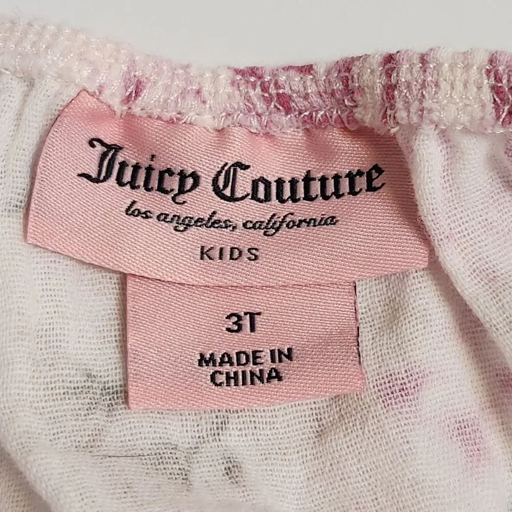 Juicy Couture Pink Rose Floral Cotton Gauze Tiered Dress Girls 3T Cottagecore